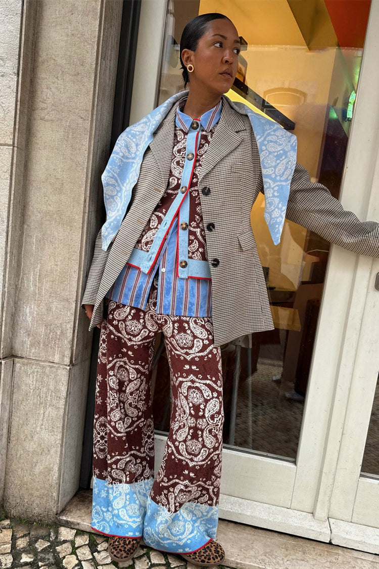 Chocolate Bandana Wide Leg Trousers | Never Fully Dressed Everyday