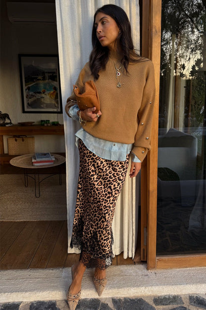 Tan Stud Evie Knit Jumper | Never Fully Dressed Featured