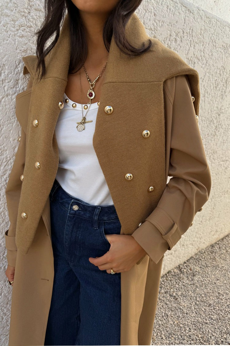 Tan Stud Evie Knit Jumper | Never Fully Dressed Featured