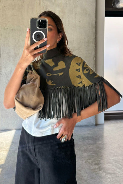 Olive Amara Knit Cape | Never Fully Dressed Everyday