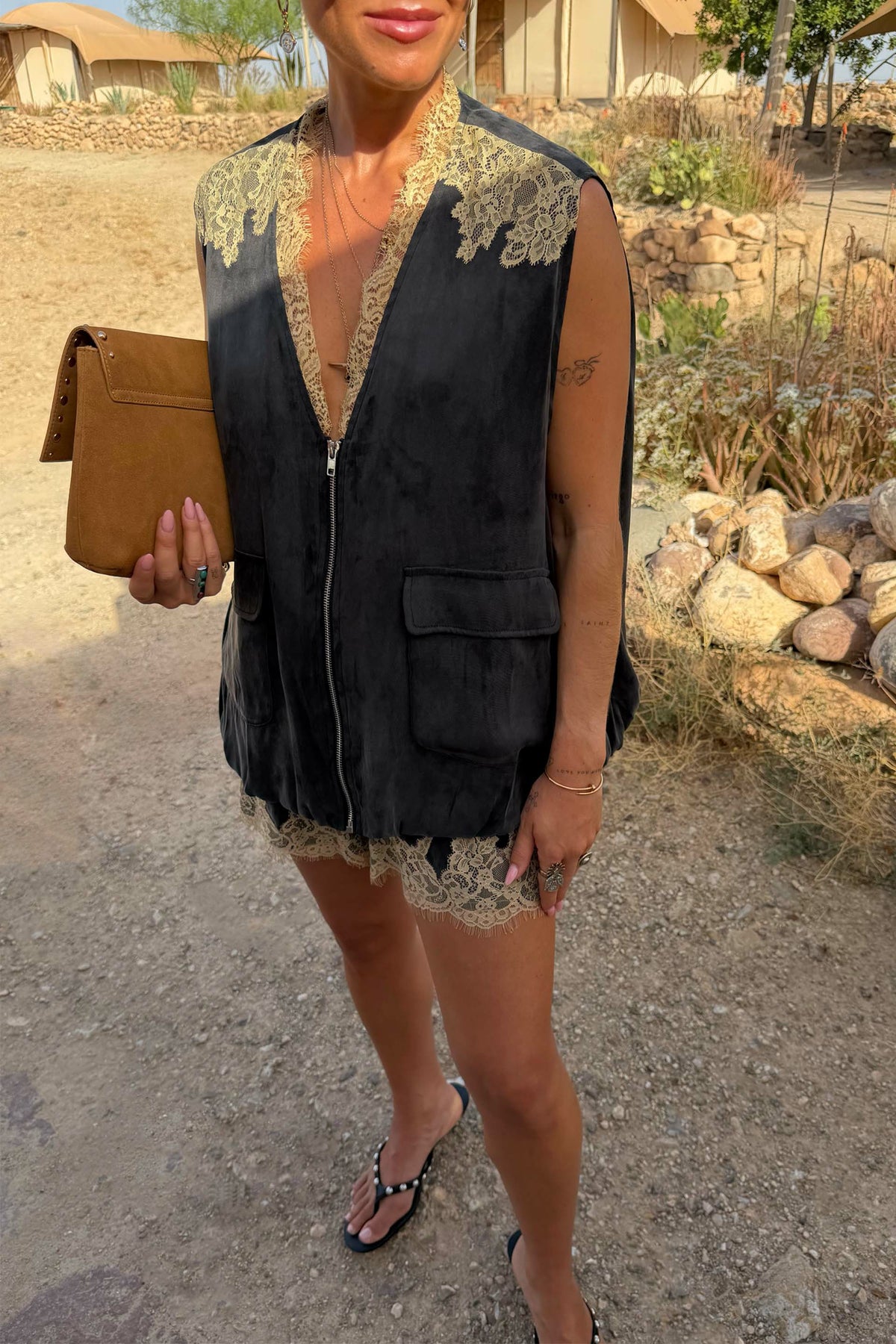 Grey Lace Bubble Zip Vest | Never Fully Dressed Smart Buy