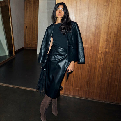Black Leather Blazer | Never Fully Dressed Trusted
