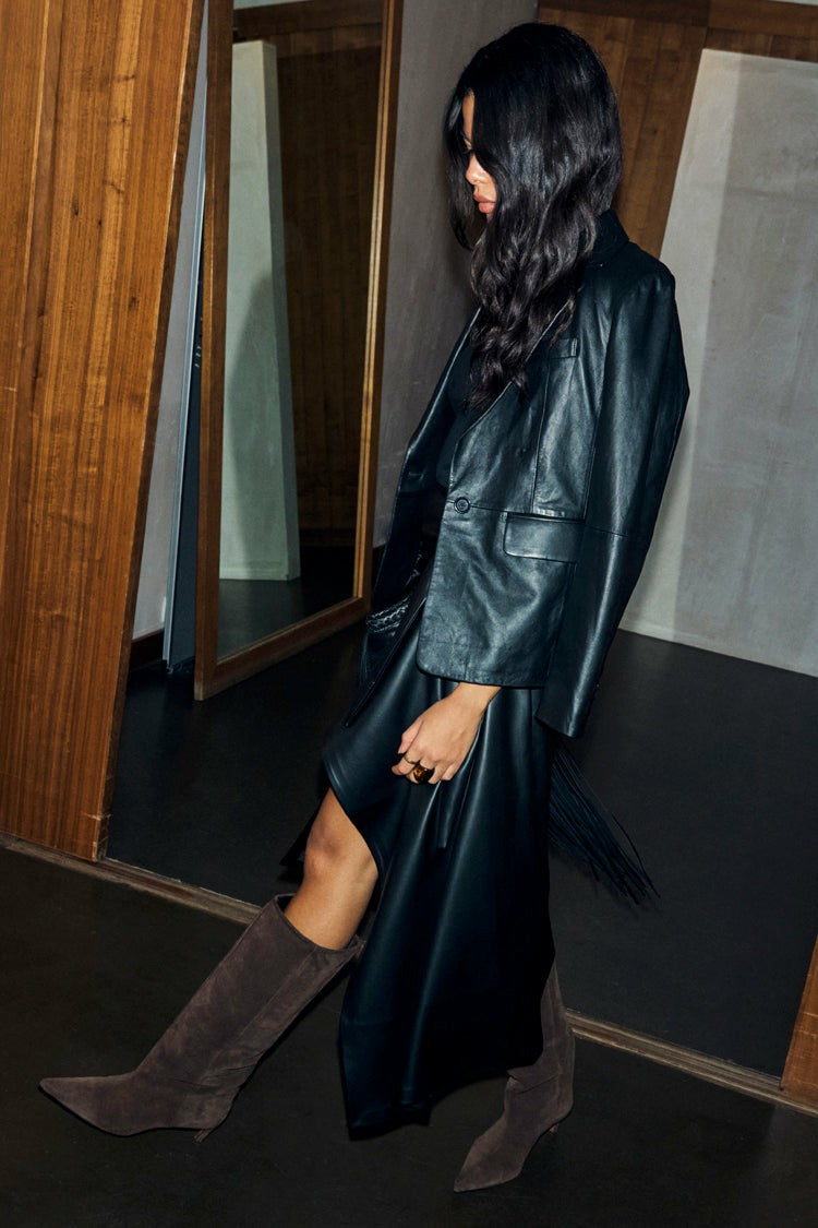 Black Leather Blazer | Never Fully Dressed Trusted