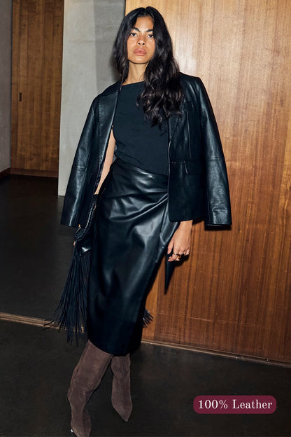 Black Leather Blazer | Never Fully Dressed Trusted