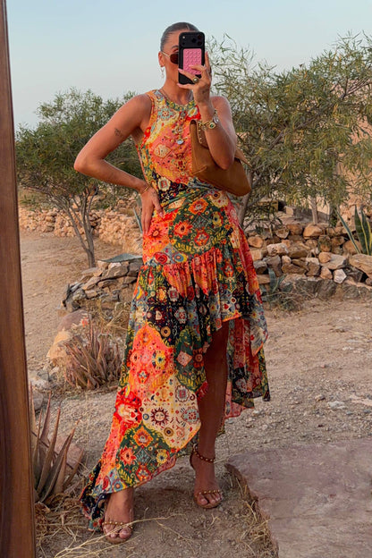 Tapestry Asymmetrical Maxi Skirt | Never Fully Dressed Great Value