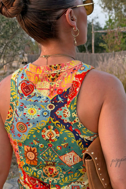 Tapestry Ribbed Tank  UK | Never Fully Dressed New
