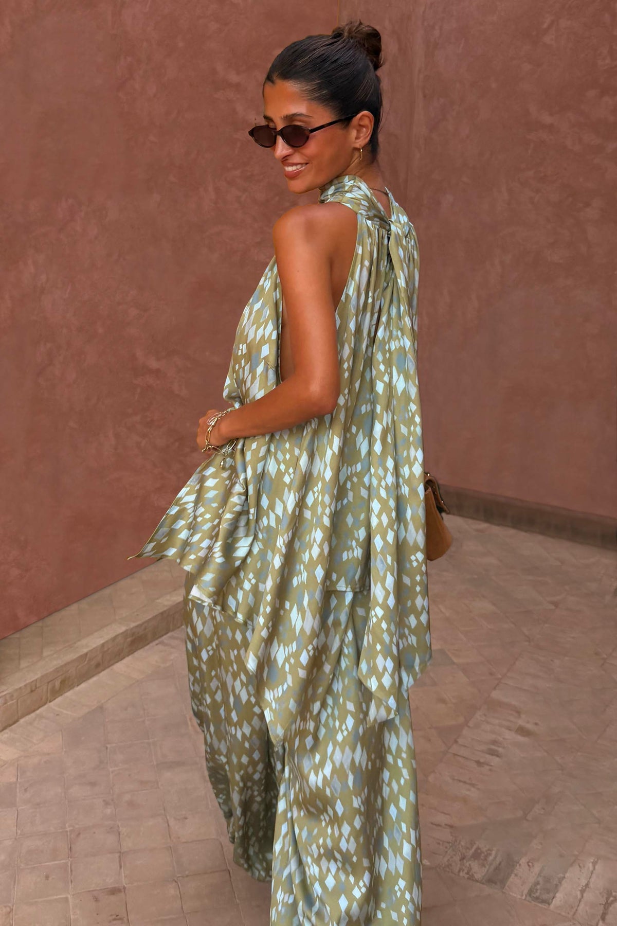 Green Diamond Print Halter Top | Never Fully Dressed Quality