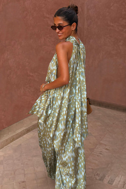 Green Diamond Print Halter Top | Never Fully Dressed Quality