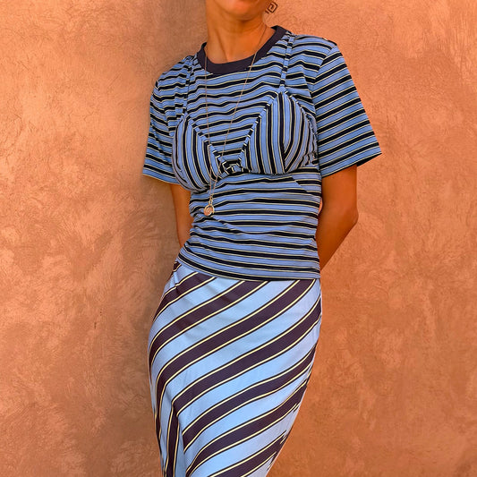 Blue Stripe Baby T-Shirt with Detachable Bra - Never Fully Dressed | Never Fully Dressed Popular