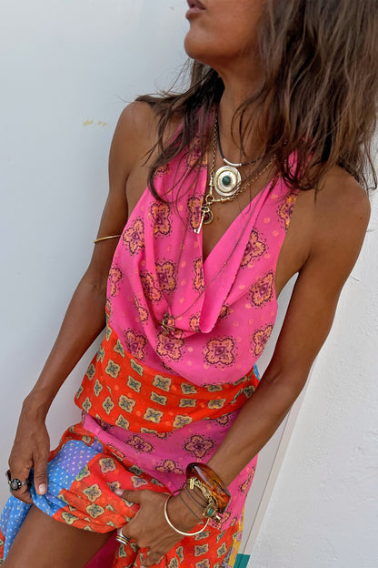 Pink Mix Tile Halter Top | Never Fully Dressed Smart Buy
