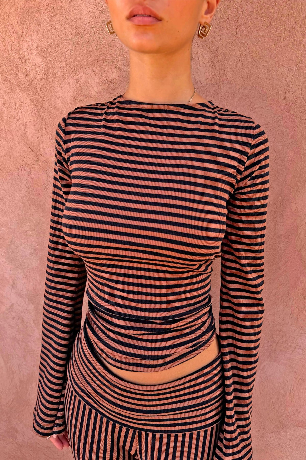 Chocolate Stripe Top with Bra Detail | Never Fully Dressed Sale