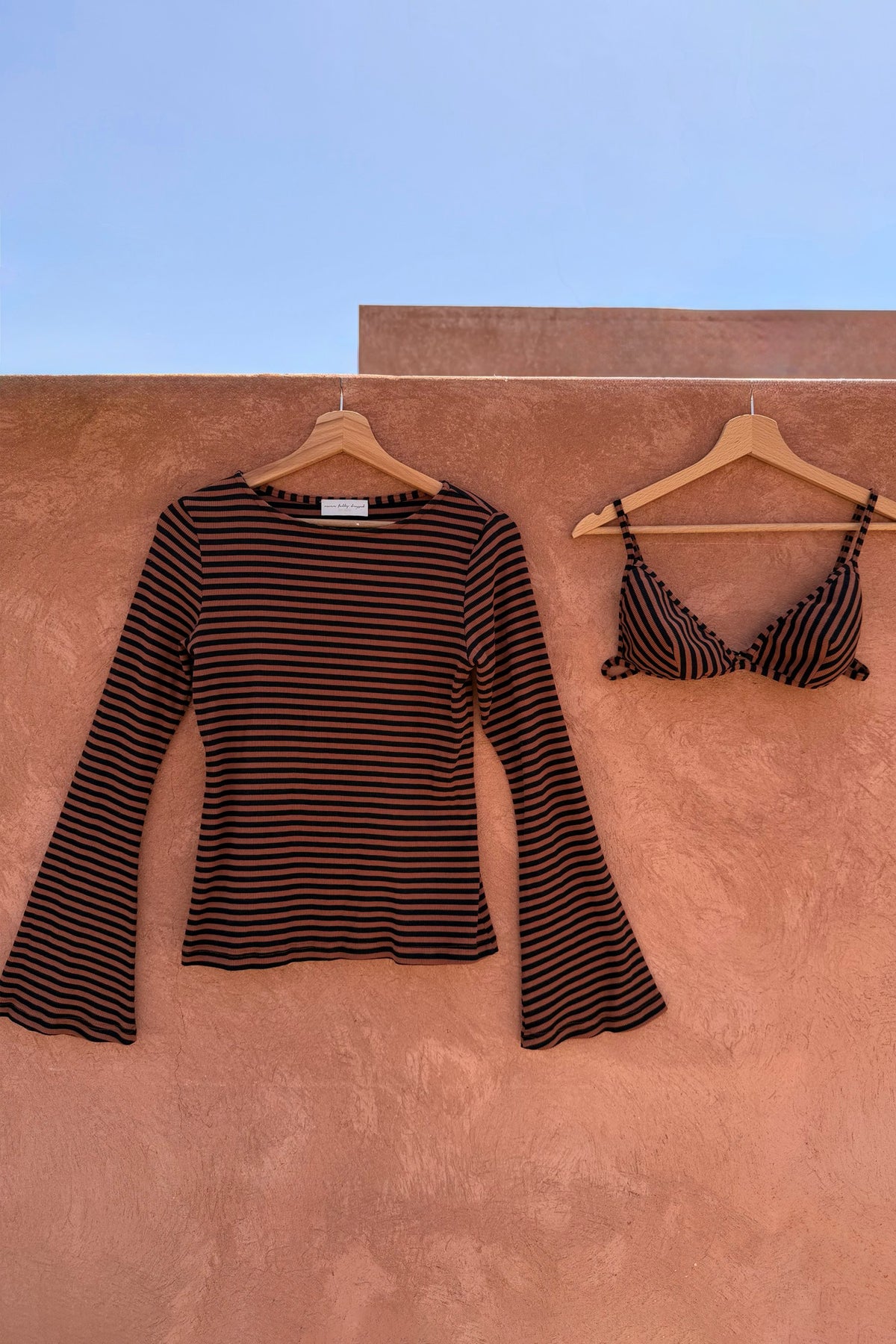 Chocolate Stripe Top with Bra Detail | Never Fully Dressed Sale