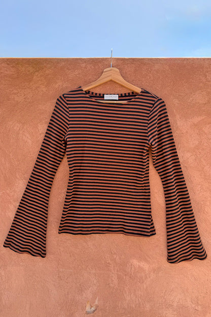 Chocolate Stripe Top with Bra Detail | Never Fully Dressed Sale
