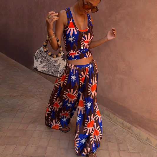 Chocolate and Blue Sun Trousers | Never Fully Dressed Premium