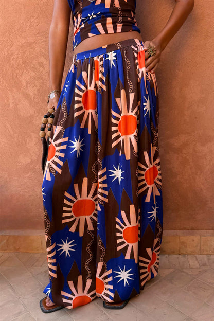 Chocolate and Blue Sun Trousers | Never Fully Dressed Premium