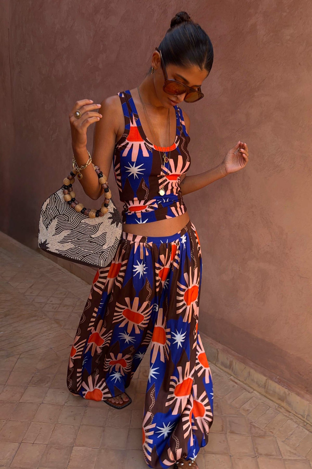 Chocolate and Blue Sun Trousers | Never Fully Dressed Premium