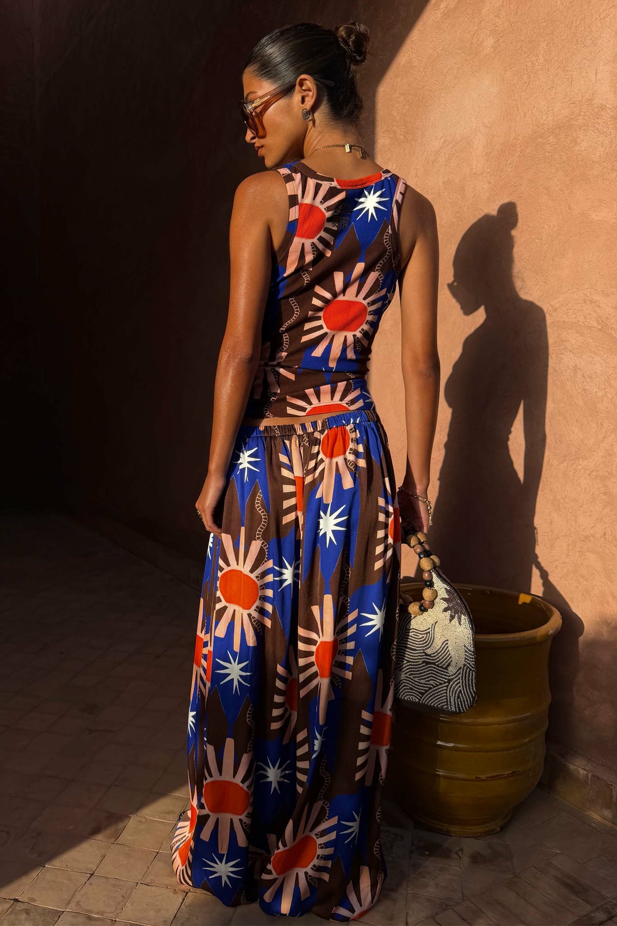 Chocolate and Blue Sun Trousers | Never Fully Dressed Premium