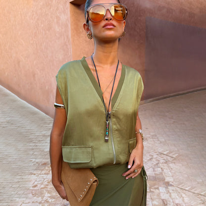 Olive Bubble Zip Vest | Never Fully Dressed Customer Favorite