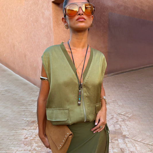 Olive Bubble Zip Vest | Never Fully Dressed Customer Favorite