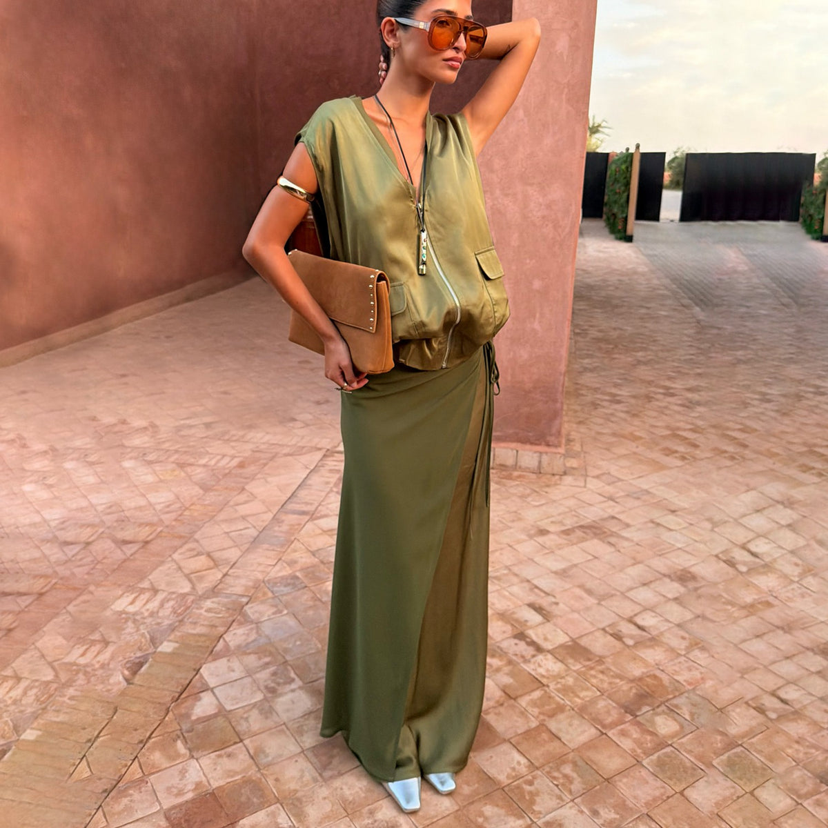 Olive Wrap Jojo Midi Skirt | Never Fully Dressed Value
