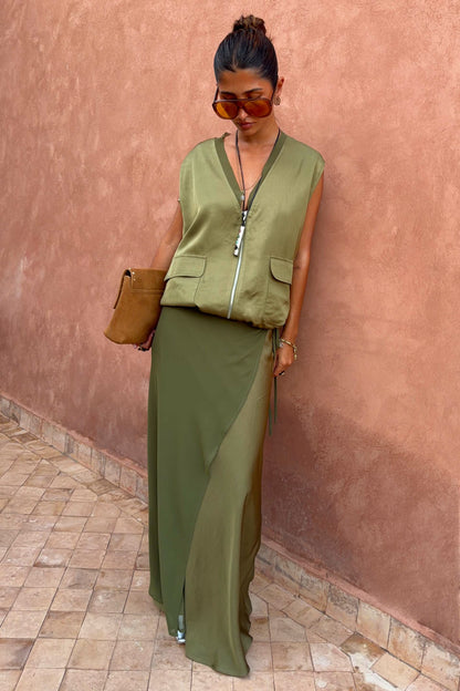 Olive Wrap Jojo Midi Skirt | Never Fully Dressed Value