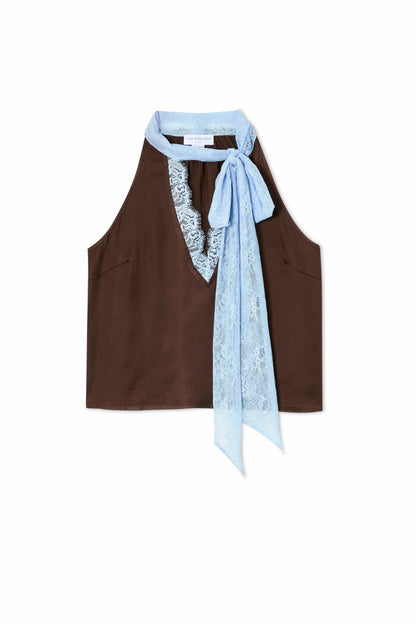 Chocolate Blue Lace Top | Never Fully Dressed Premium
