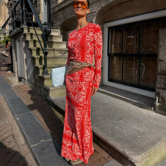 Red Bandana Rib Dorris Skirt | Never Fully Dressed Classic