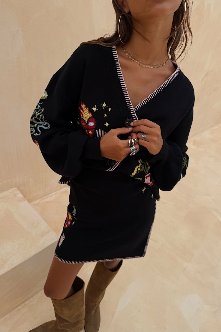 Black Night Garden Mini Wrap Skirt | Never Fully Dressed Deals
