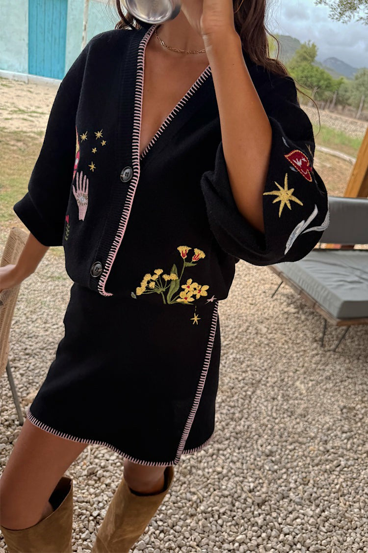 Black Night Garden Mini Wrap Skirt | Never Fully Dressed Deals