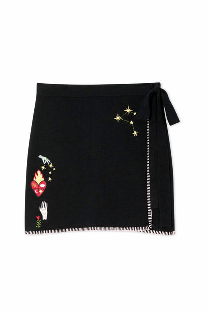 Black Night Garden Mini Wrap Skirt | Never Fully Dressed Deals