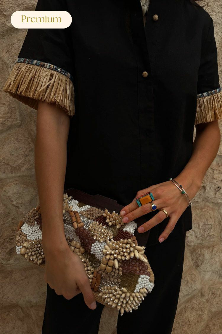Black Raffia Shirt  UK | Never Fully Dressed Latest