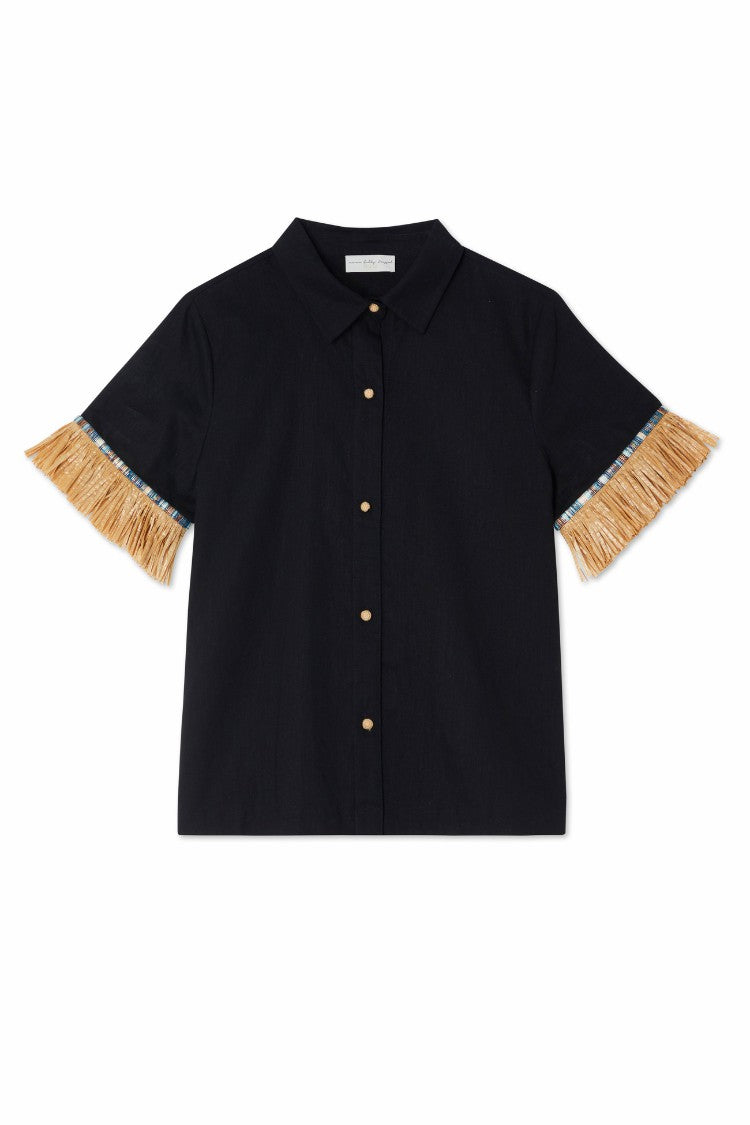 Black Raffia Shirt  UK | Never Fully Dressed Latest