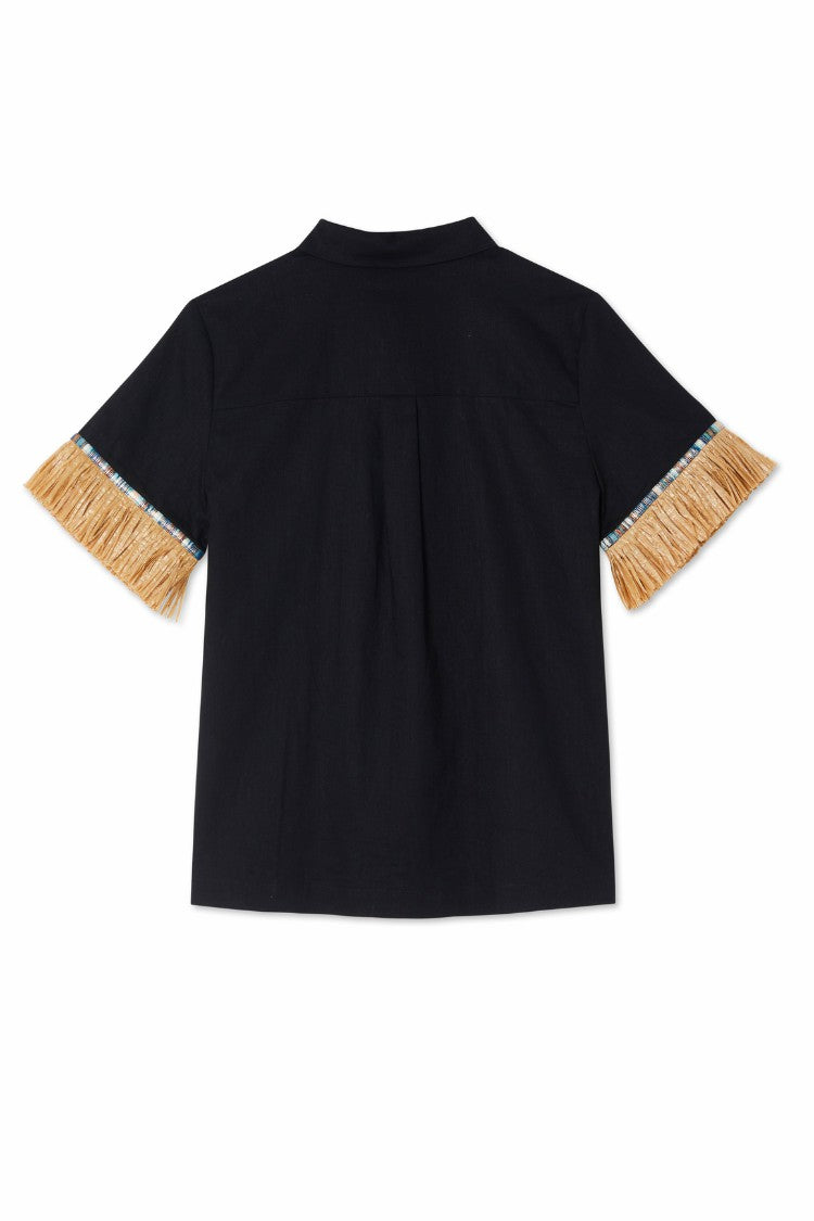Black Raffia Shirt  UK | Never Fully Dressed Latest