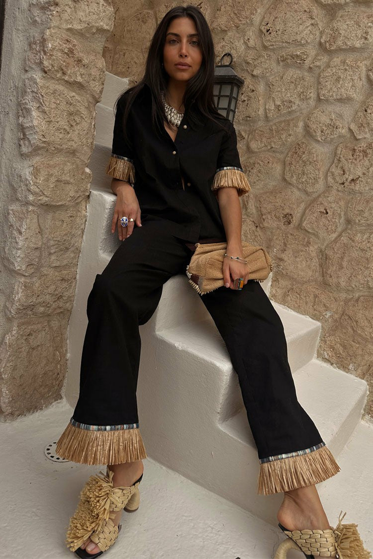 Black Raffia Marra Trousers | Never Fully Dressed Value