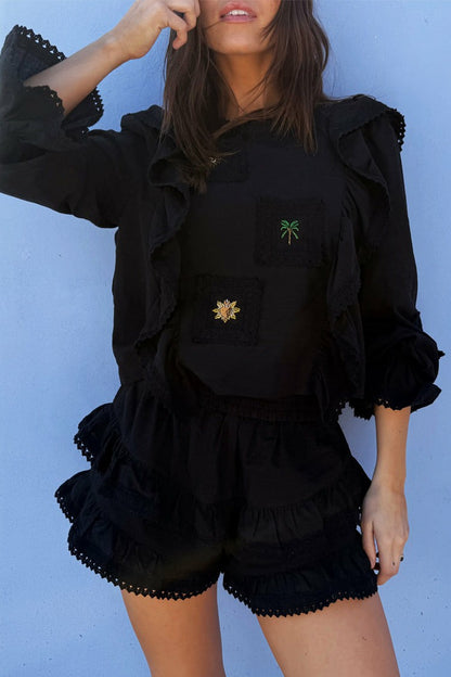 Black Ruffle Shorts | Never Fully Dressed Sale