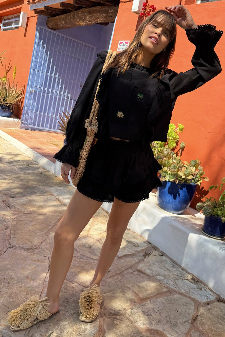 Black Ruffle Shorts | Never Fully Dressed Sale