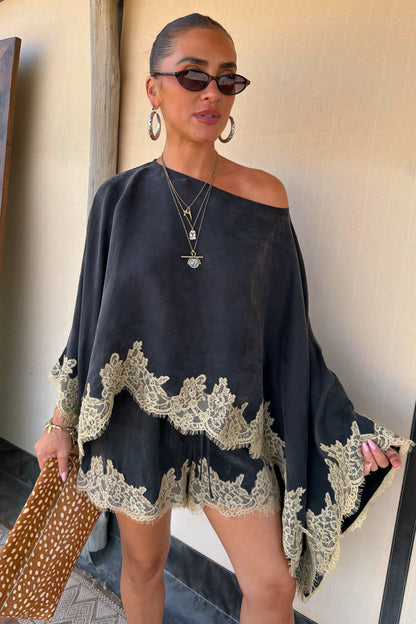 Grey Lace Trim Cape | Never Fully Dressed Classic
