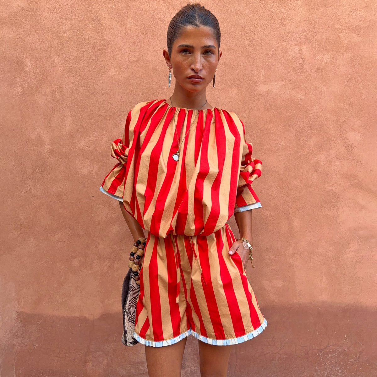 Tomato Stripe Ellie Shorts | Never Fully Dressed Deals