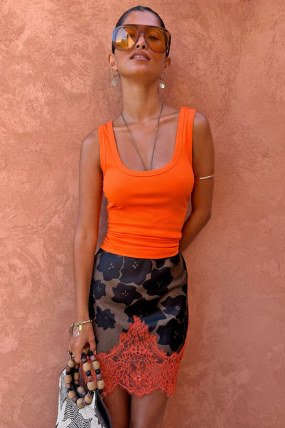 Coral Scoop Neck Rib Tank | Never Fully Dressed Everyday