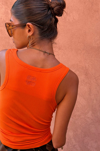 Coral Scoop Neck Rib Tank | Never Fully Dressed Everyday