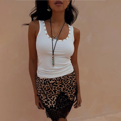 White Studded Rib Vest | Never Fully Dressed Hot Sale