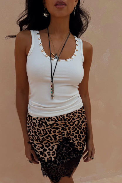 White Studded Rib Vest | Never Fully Dressed Hot Sale