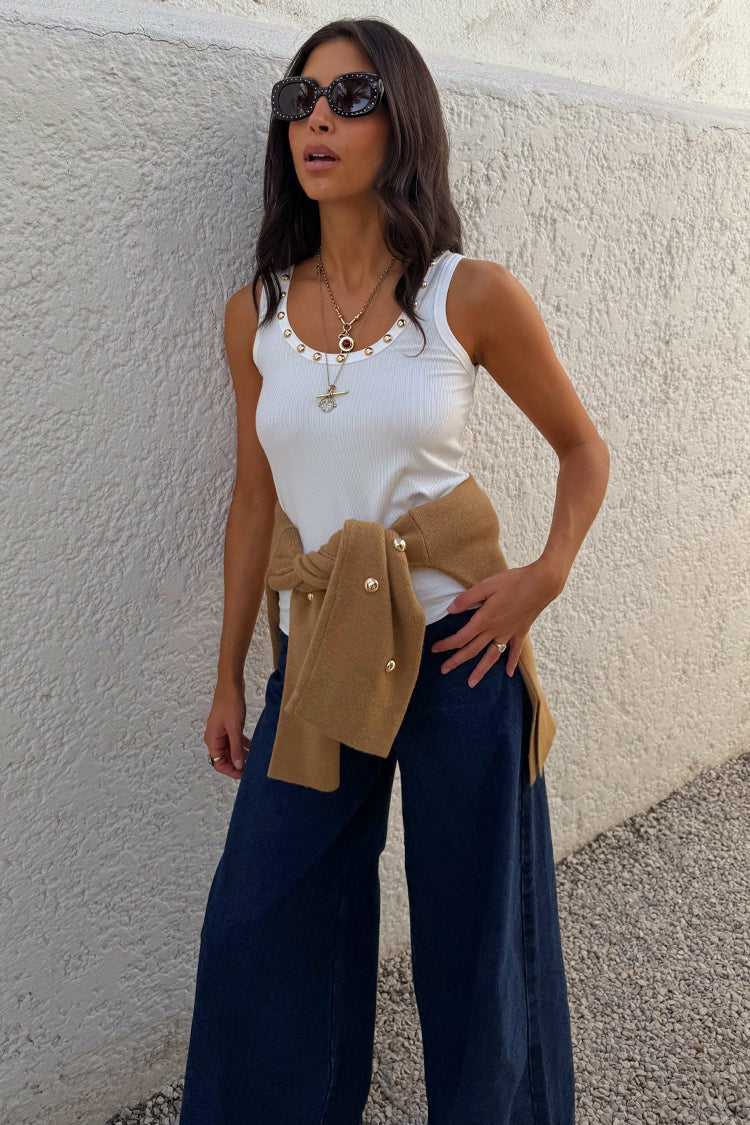 White Studded Rib Vest | Never Fully Dressed Hot Sale