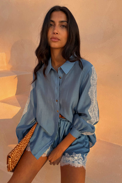 Blue Lace Marley Shirt | Never Fully Dressed Special Offer