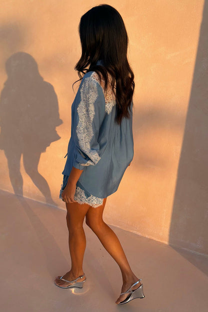 Blue Lace Marley Shirt | Never Fully Dressed Special Offer