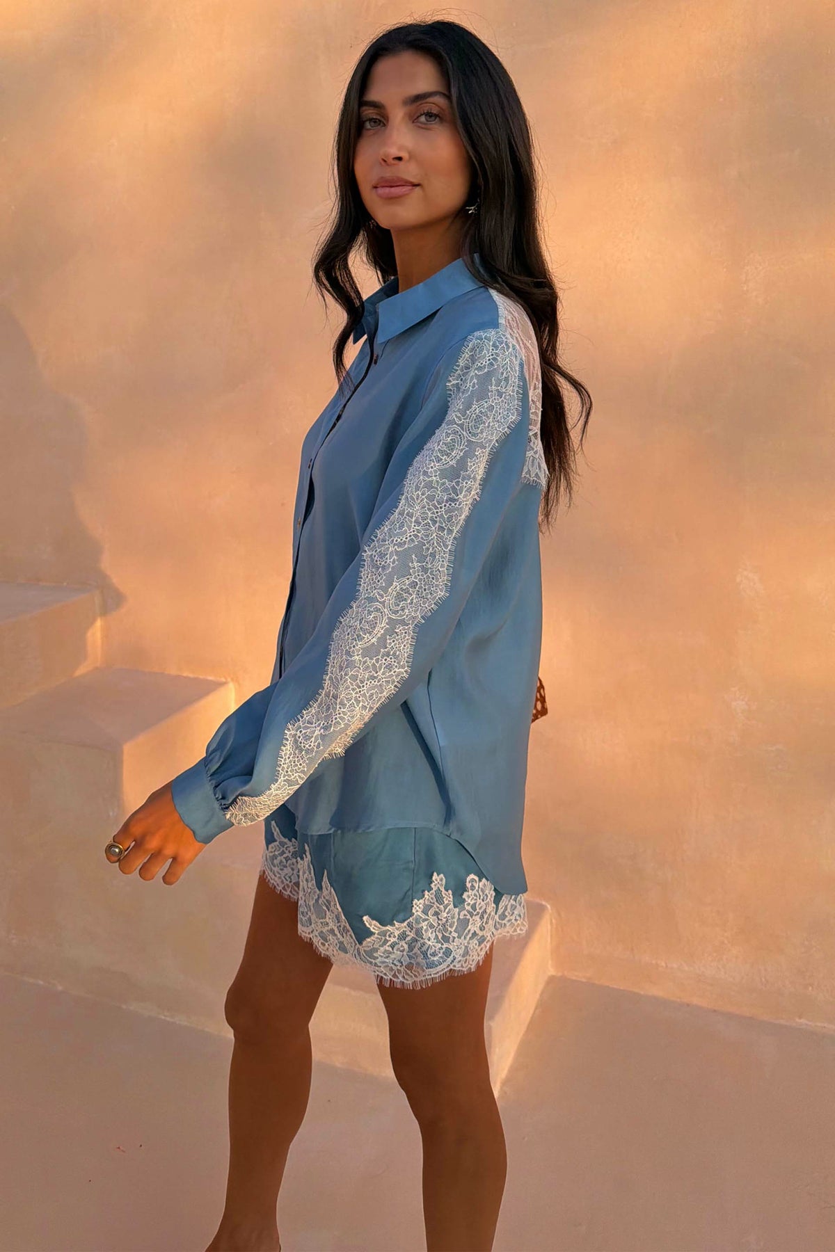 Blue Lace Marley Shirt | Never Fully Dressed Special Offer
