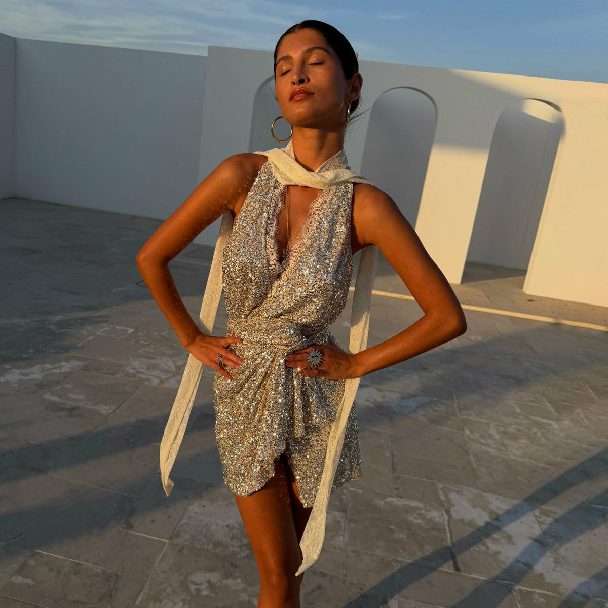 Sequin Lily Top - Silver | Never Fully Dressed Recommended