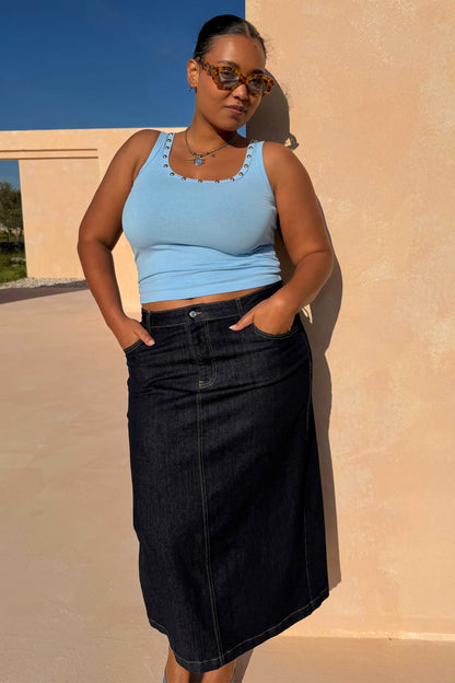 Ice Blue Studded Rib Vest | Never Fully Dressed Sale