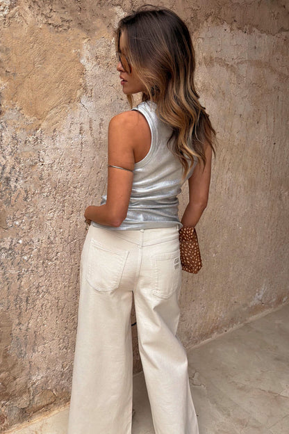 Silver Metallic Scoop Neck Tank | Never Fully Dressed Recommended