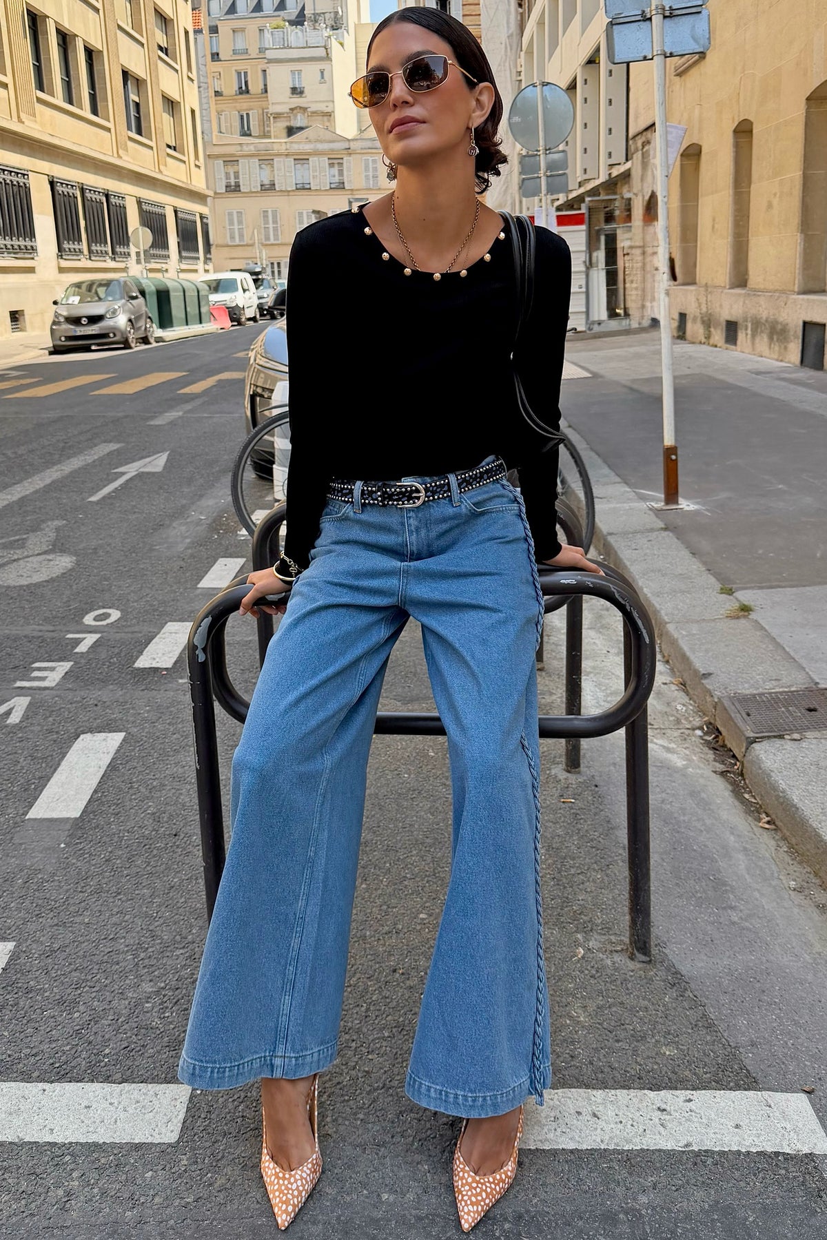 Black Stud Long Sleeve Rib Top | Never Fully Dressed Special Offer